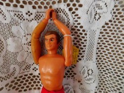 bionic man red pants tops